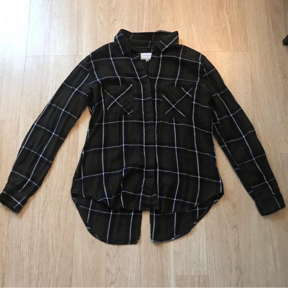 Cotton On Green Plaid Flannel Button Collar Top Shirt Womens Size XS